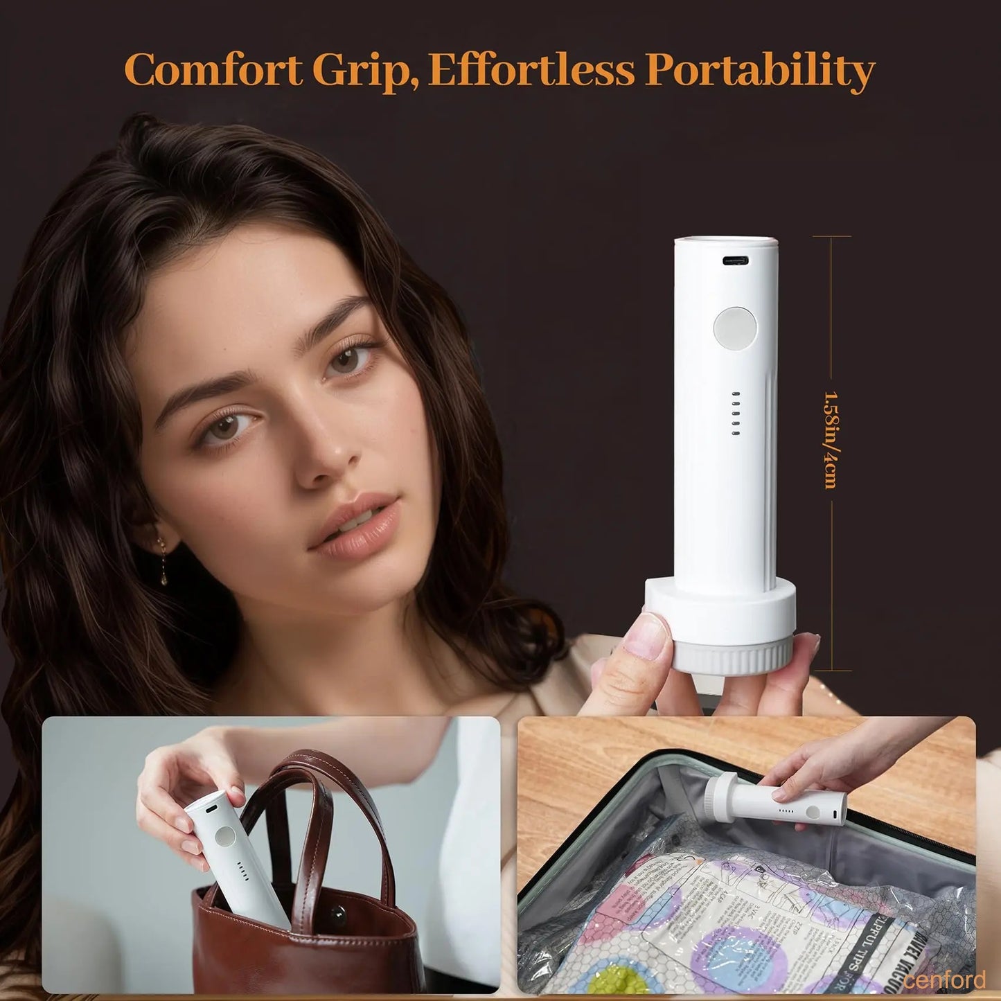Wireless travel vacuum bag set, including rechargeable air pump